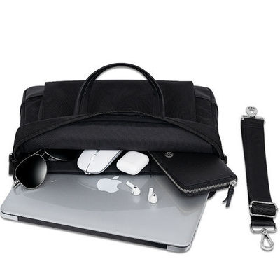 Schwarzer Laptop-Messenger-Tasche, Business-Laptop-Tasche mit abnehmbarem Schultergurt